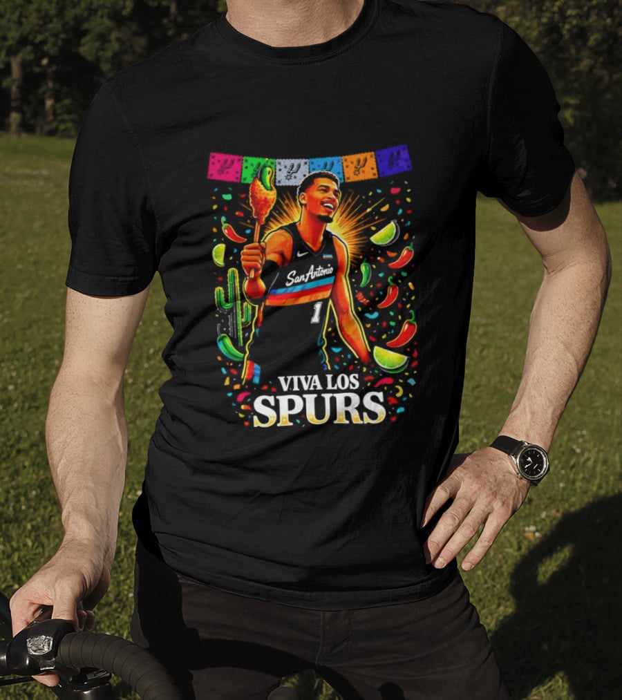 Viva Los Spurs Victor Wembanyama San Antonio Basketball NBA Fiesta Celebration T-Shirt