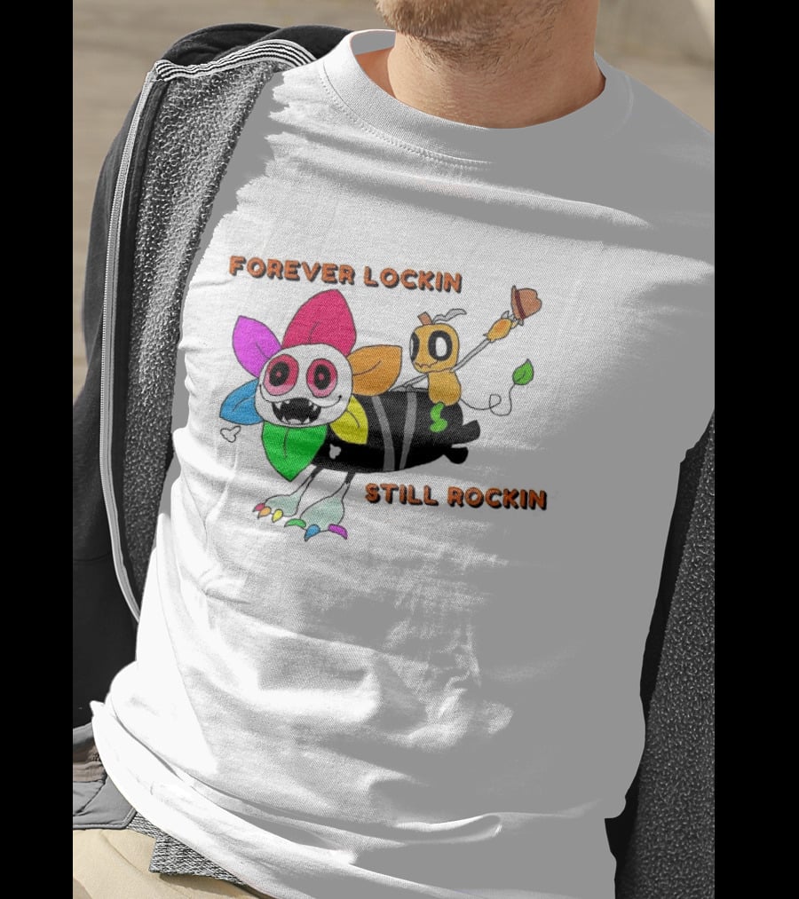 Forever Lockin Still Rockin Colorful Creature Toon T-Shirt