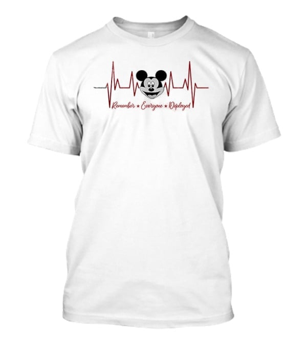 Mickey Mouse Heartbeat Remember Everyone Deployed Until They All Come Home T-Shirt