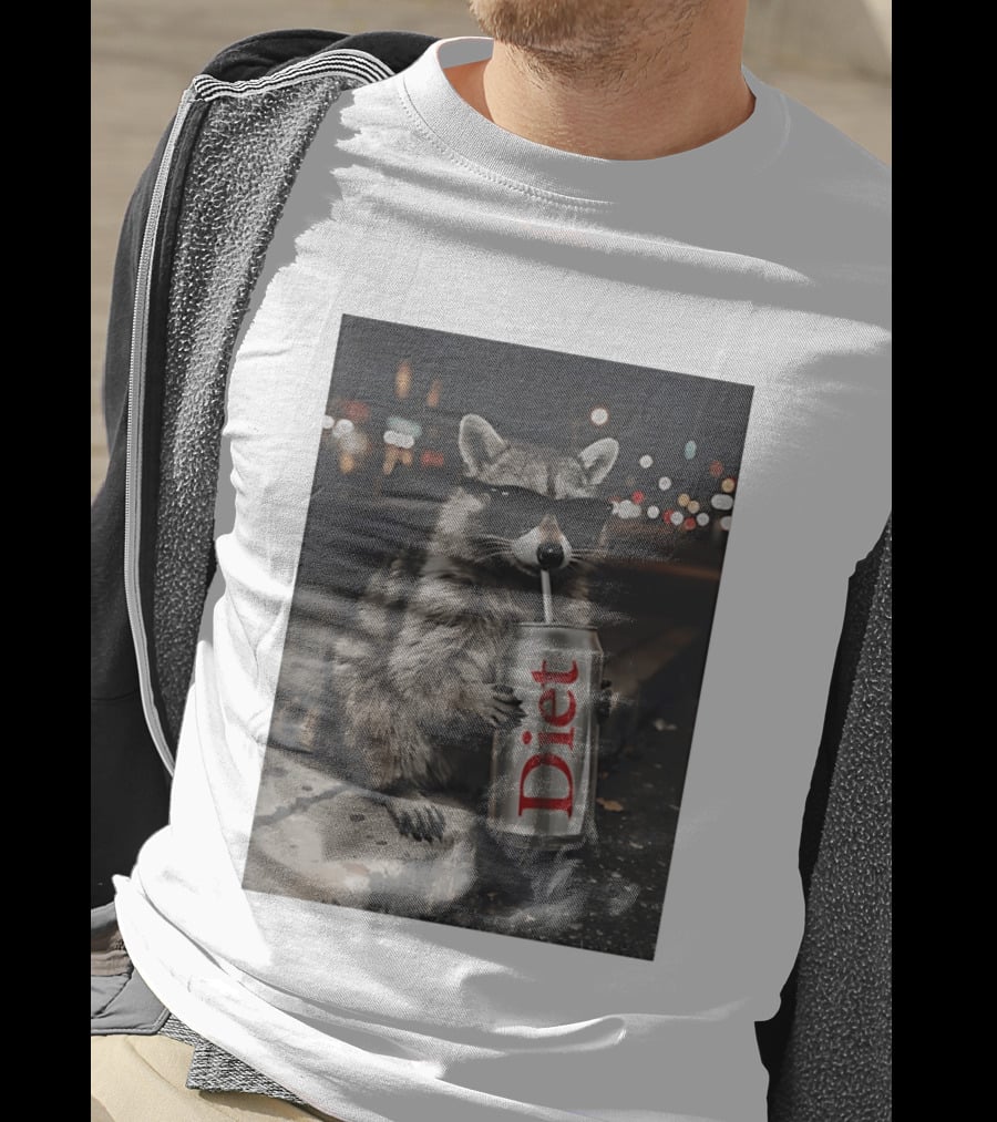 Raccoons Diet Soda Gen Z Dank Meme Raccoon With Sunglasses And Soda Can T-Shirt