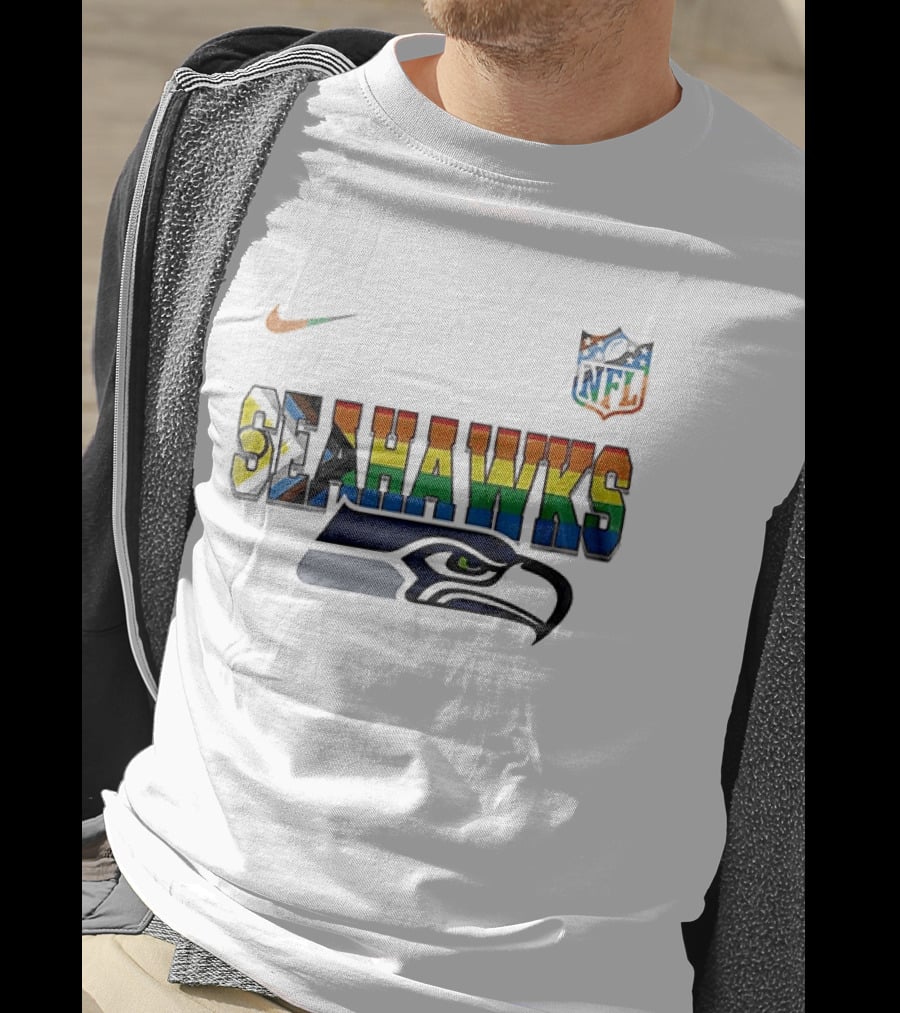 Seattle Seahawks Rainbow Pride NFL Peanuts Collaboration Snoopy Nike T-Shirt