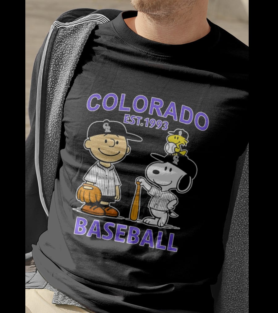Charlie Brown Snoopy Woodstocks Colorado Baseball EST 1993 T-Shirt