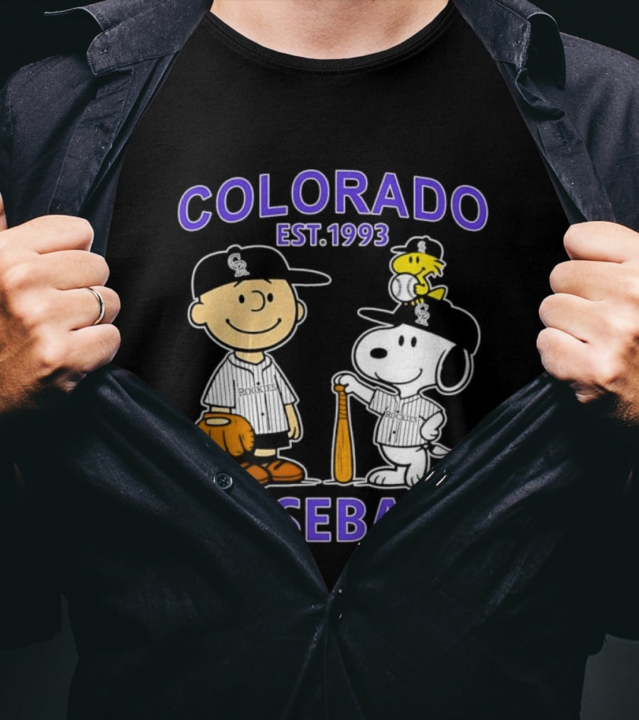 Charlie Brown Snoopy Woodstocks Colorado Baseball EST 1993 T-Shirt