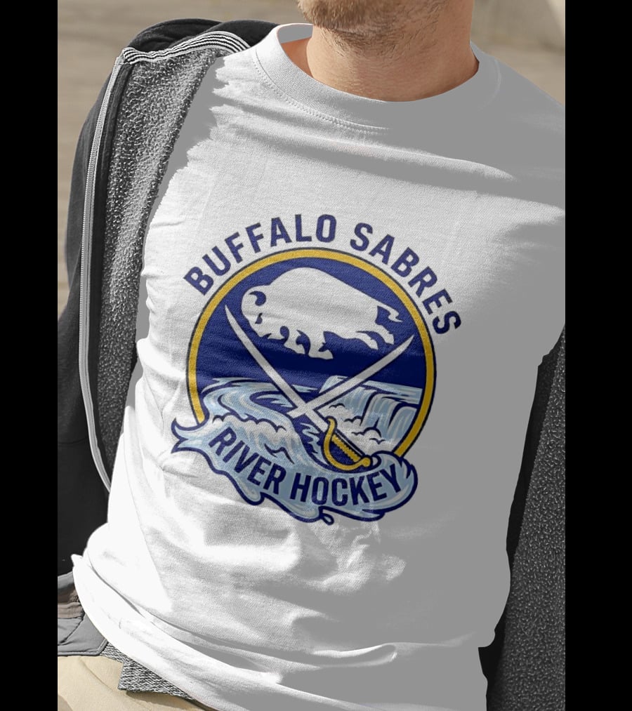 Buffalo Sabres River Hockey White Buffalo And Swords T-Shirt