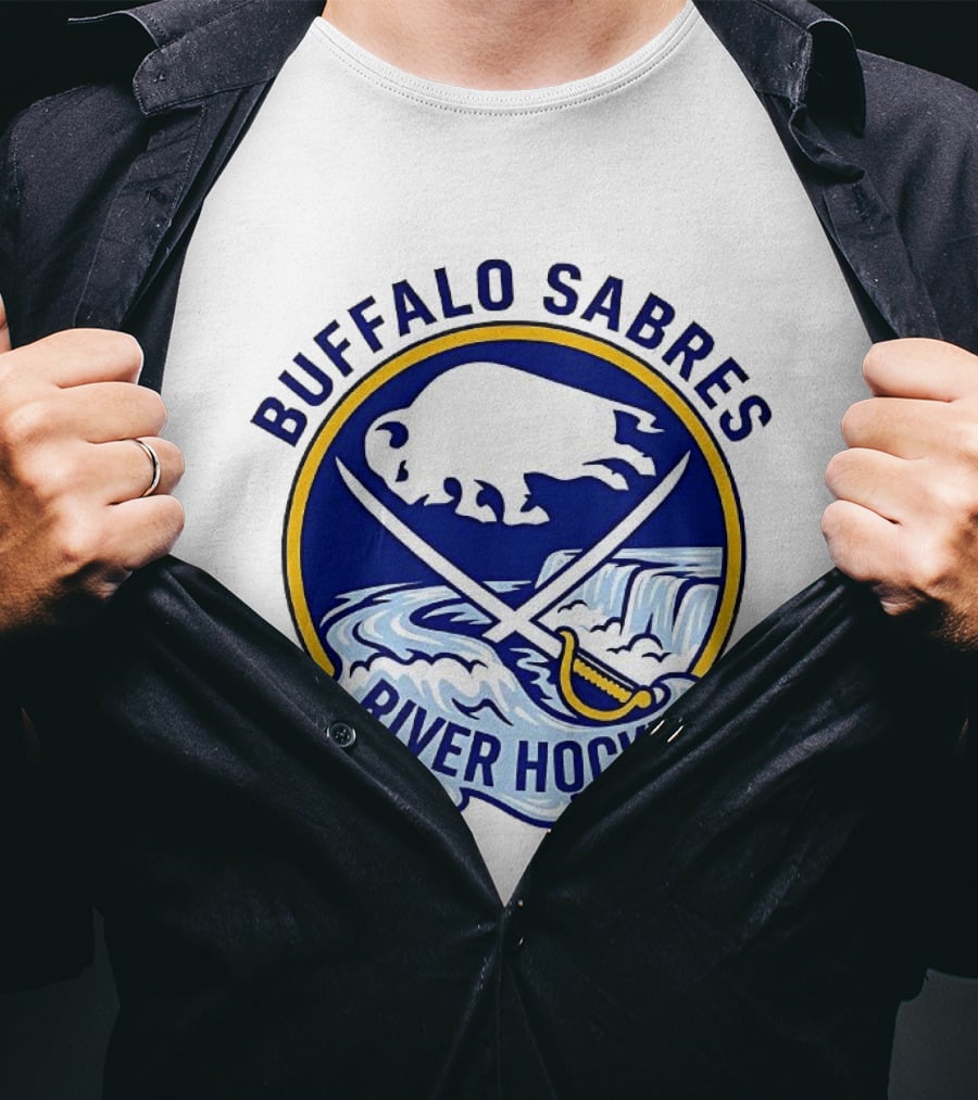 Buffalo Sabres River Hockey White Buffalo And Swords T-Shirt