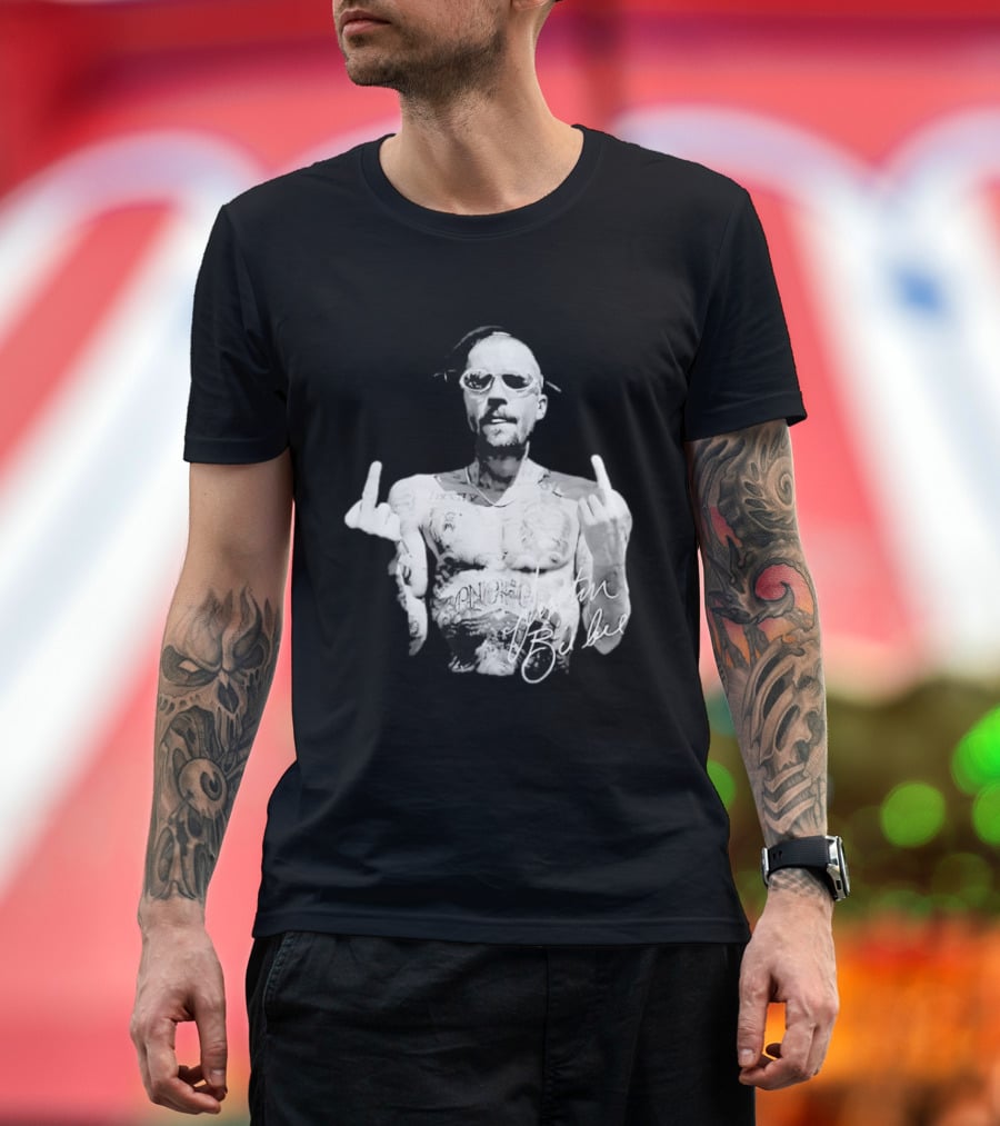 Justin Bieber Middle Finger Bieberchella World Tour 2026 Black And White Tattoo T-Shirt