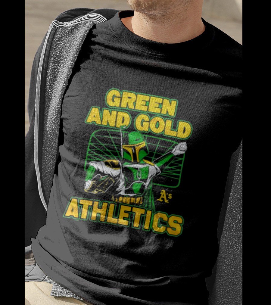 Green And Gold Athletics Dark Side Star Wars Bounty Hunter T-Shirt