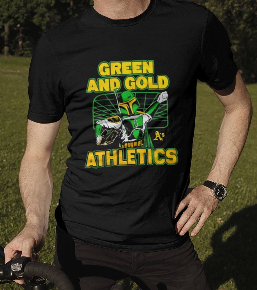 Green And Gold Athletics Dark Side Star Wars Bounty Hunter T-Shirt