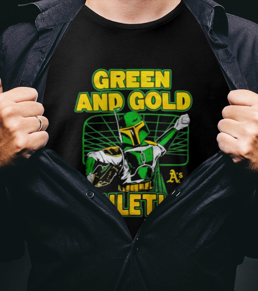 Green And Gold Athletics Dark Side Star Wars Bounty Hunter T-Shirt