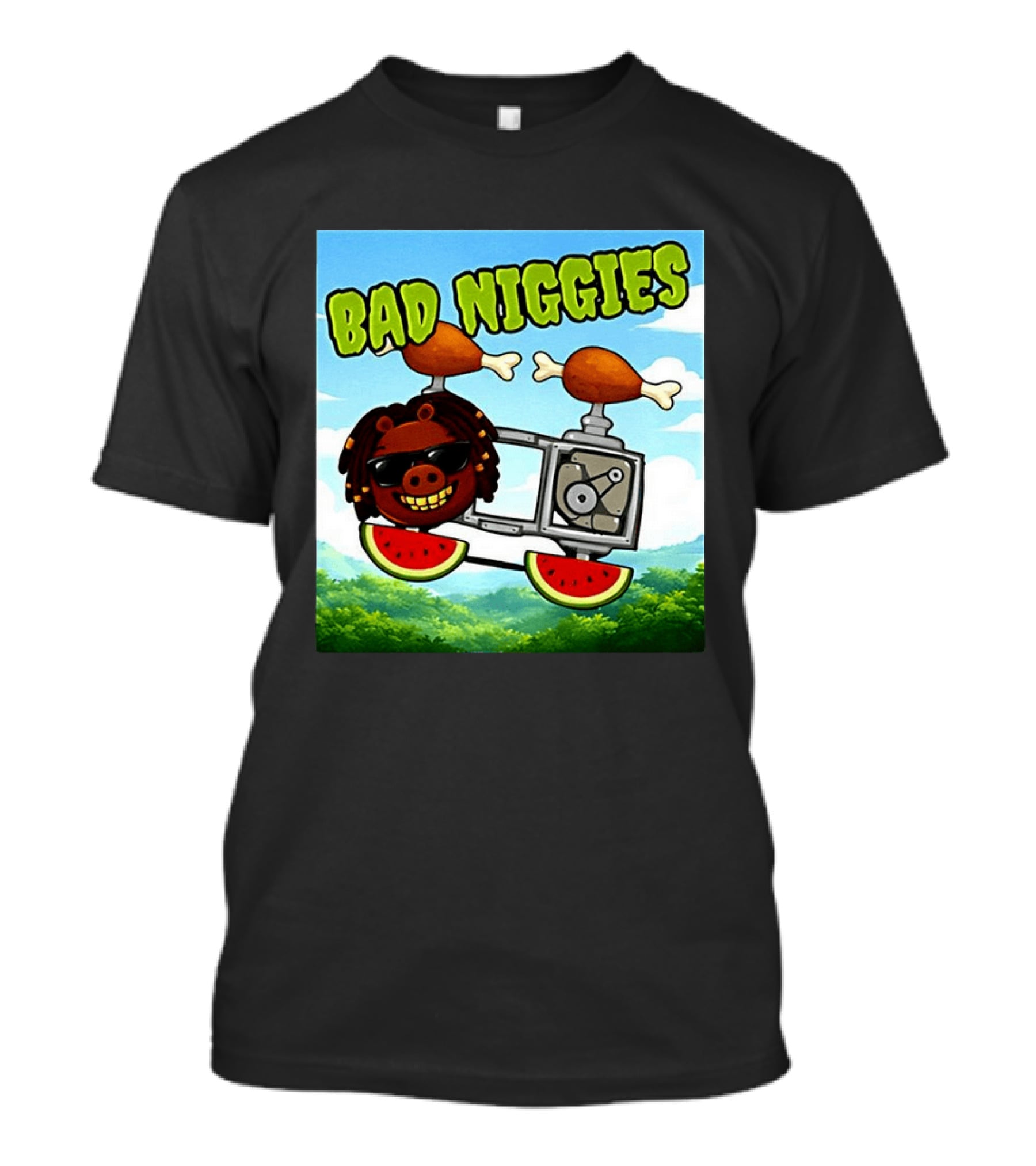 Bad Niggies Angry Birds Parody Flying Pig T-Shirt