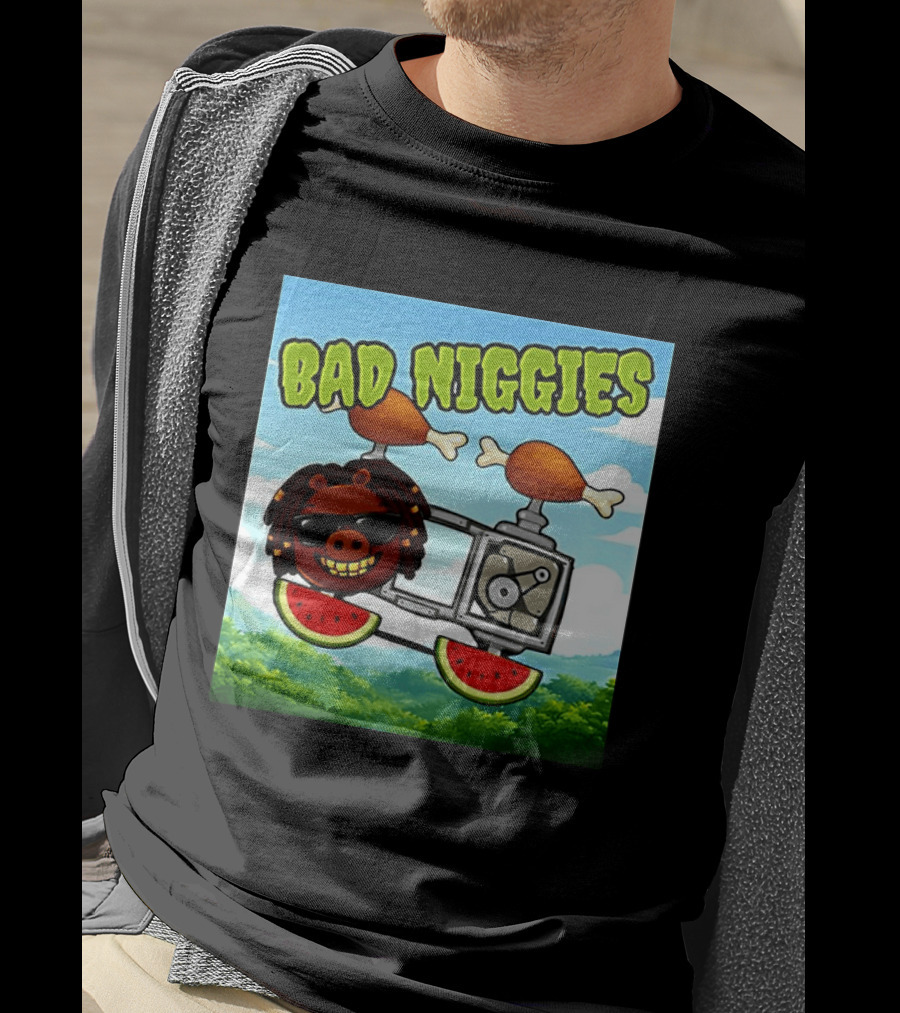 Bad Niggies Angry Birds Parody Flying Pig T-Shirt