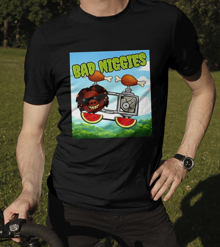 Bad Niggies Angry Birds Parody Flying Pig T-Shirt
