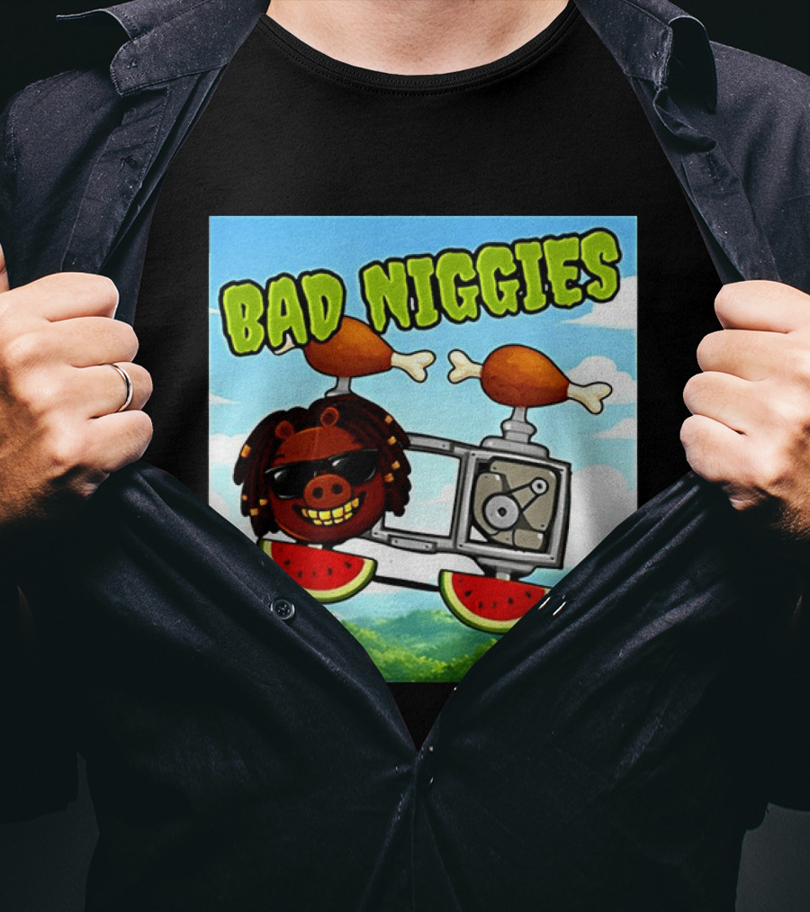 Bad Niggies Angry Birds Parody Flying Pig T-Shirt