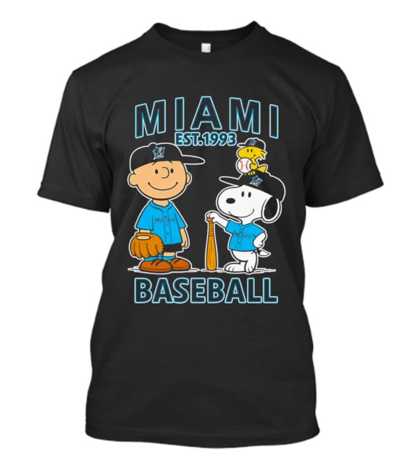 Charlie Brown Snoopy Woodstock Miami Baseball Est 1993 T-Shirt