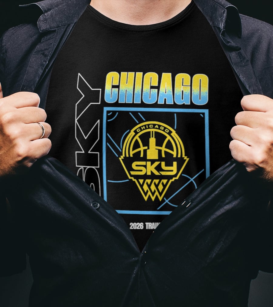 Chicago Sky WNBA 2026 Training Camp Logo With Basketball And Skyline T-Shirt