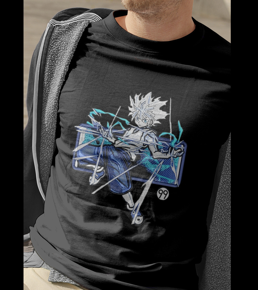 Hunter X Hunter Killua 99 Anime Graphic Manga Style Electric Aura T-Shirt