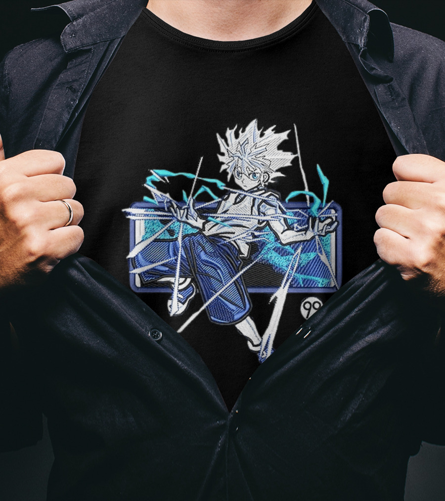 Hunter X Hunter Killua 99 Anime Graphic Manga Style Electric Aura T-Shirt