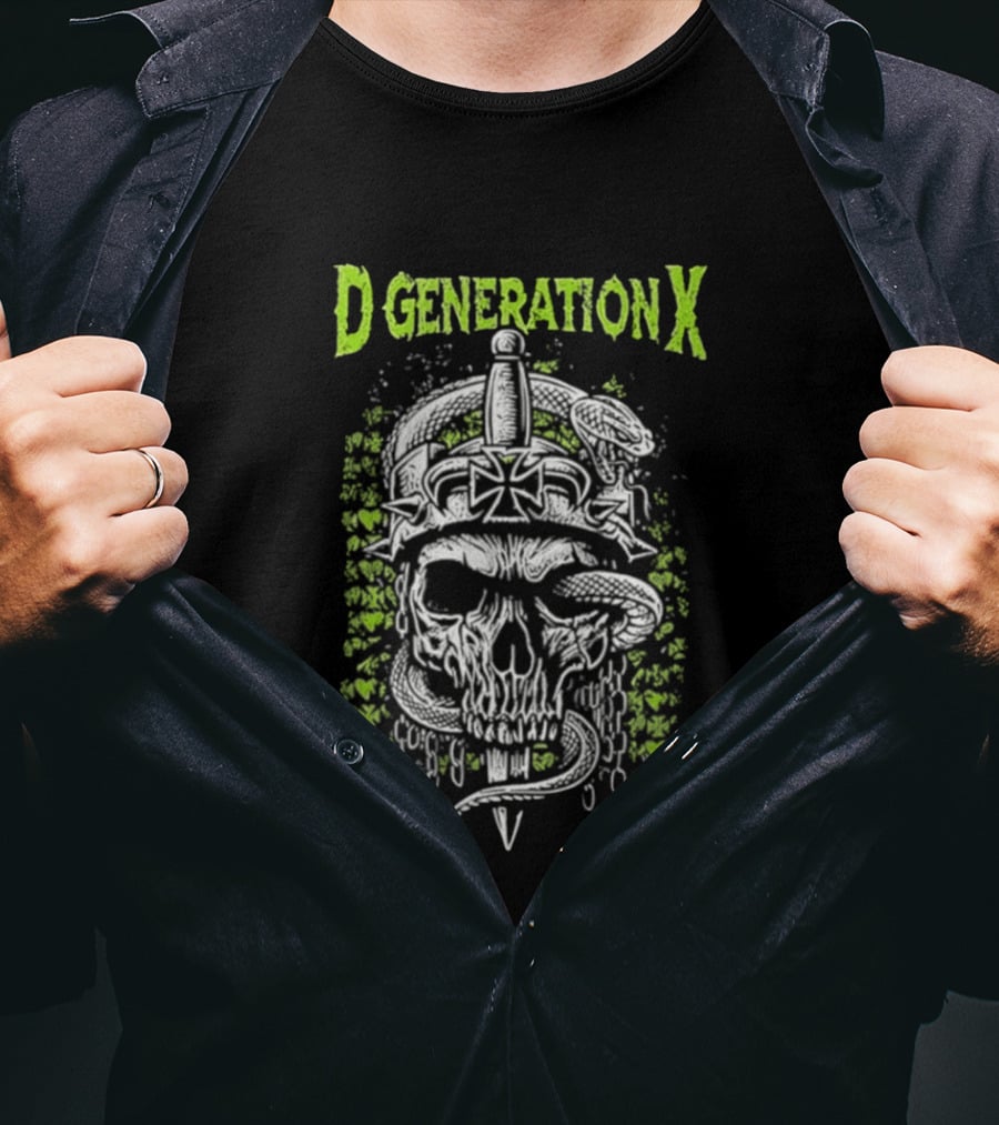 D Generation X WWE Skull Snake Cross Dagger T-Shirt