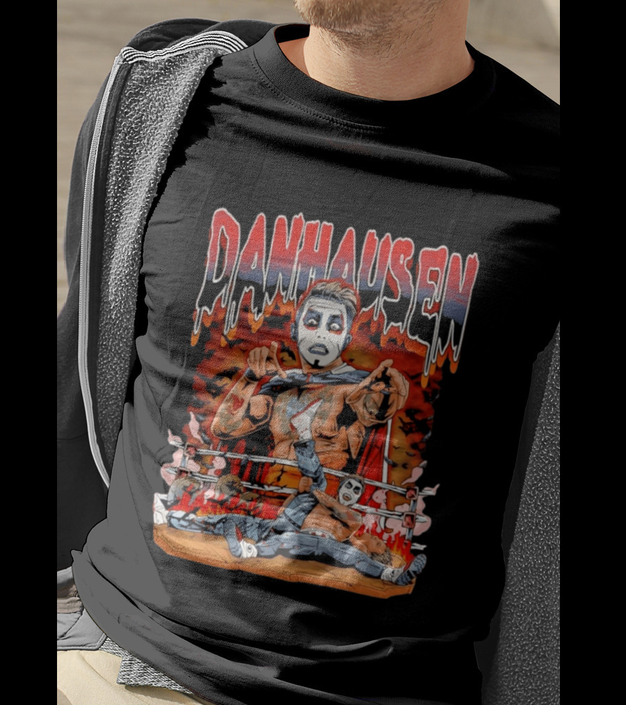 Danhausen Very Nice Very Evil Wrestling Bats Fire Ring Scene T-Shirt