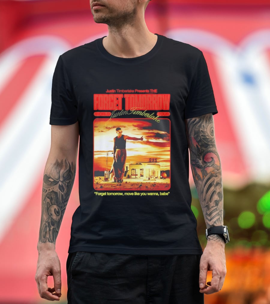 Forget Tomorrow World Tour Justin Timberlake Gas Station Scene T-Shirt