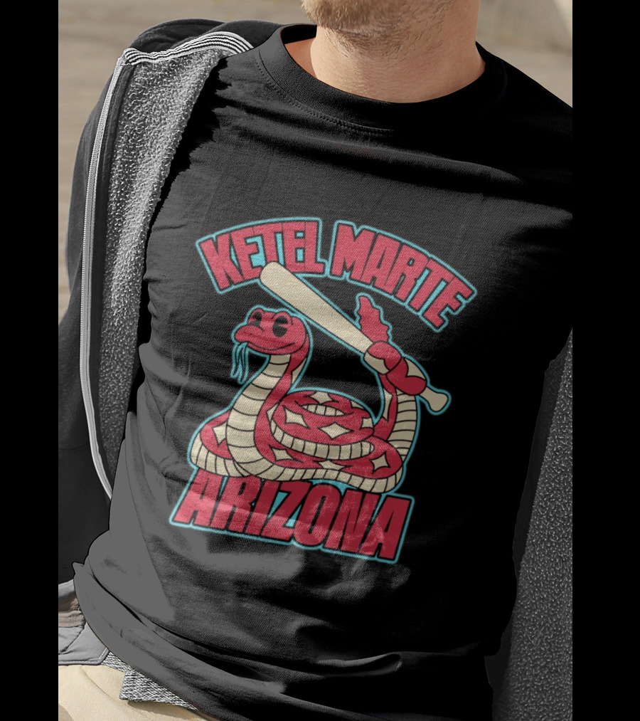 Ketel Marte Arizona Snake Cartoon With Baseball Bat T-Shirt