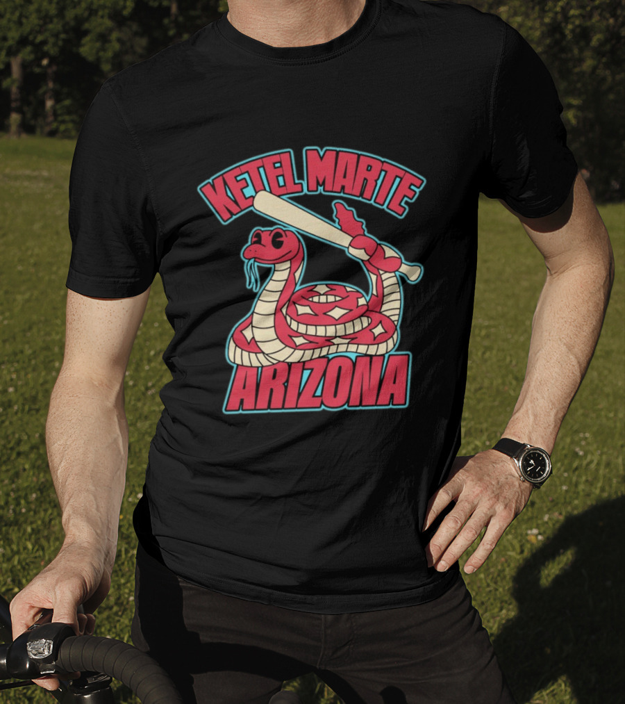 Ketel Marte Arizona Snake Cartoon With Baseball Bat T-Shirt