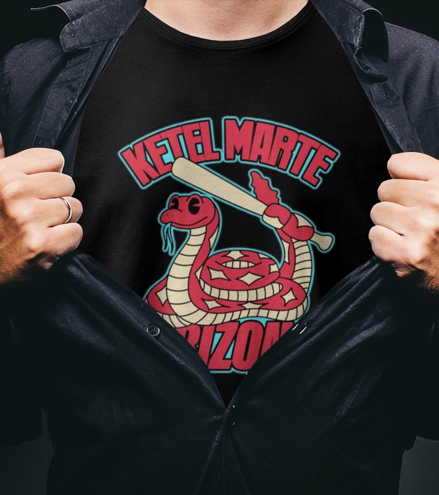 Ketel Marte Arizona Snake Cartoon With Baseball Bat T-Shirt