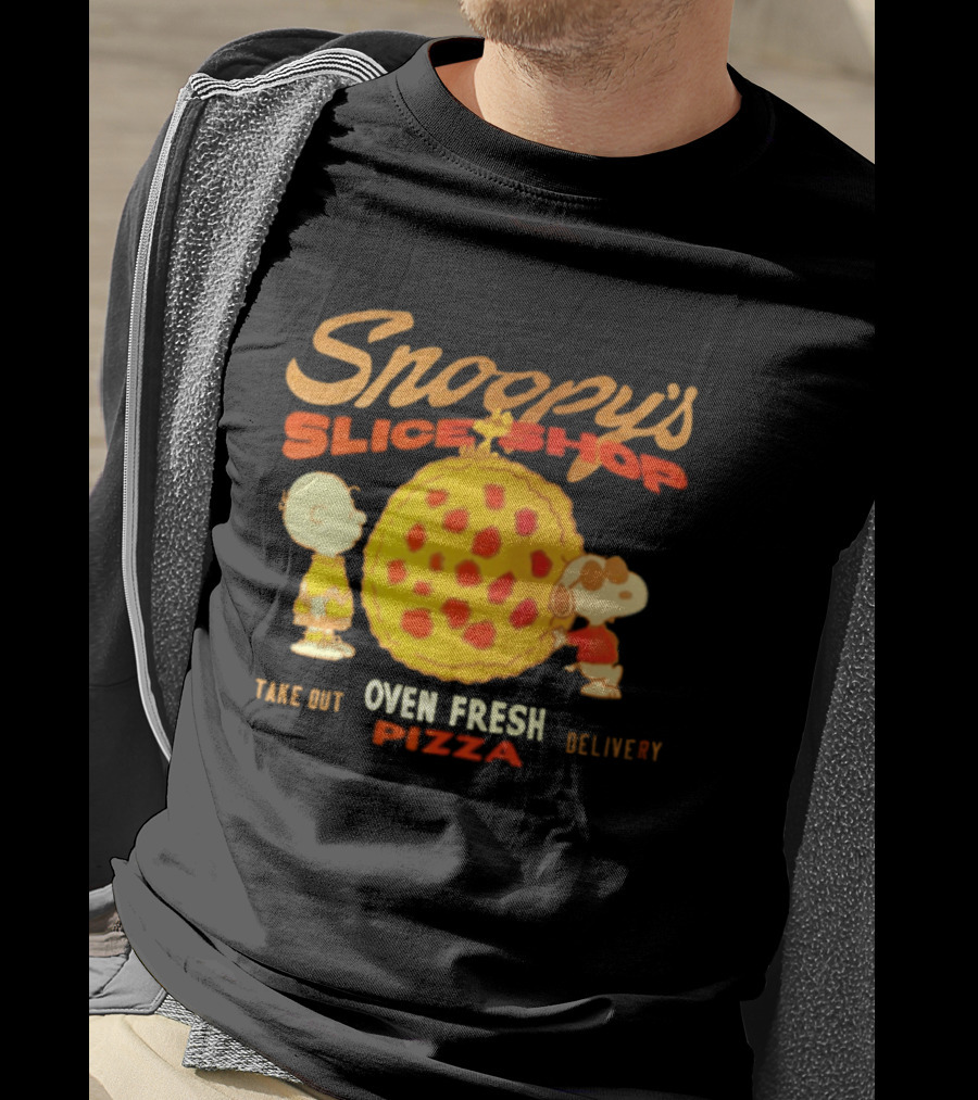 Snoopy's Slice Shop Oven Fresh Pizza Take Out Delivery T-Shirt