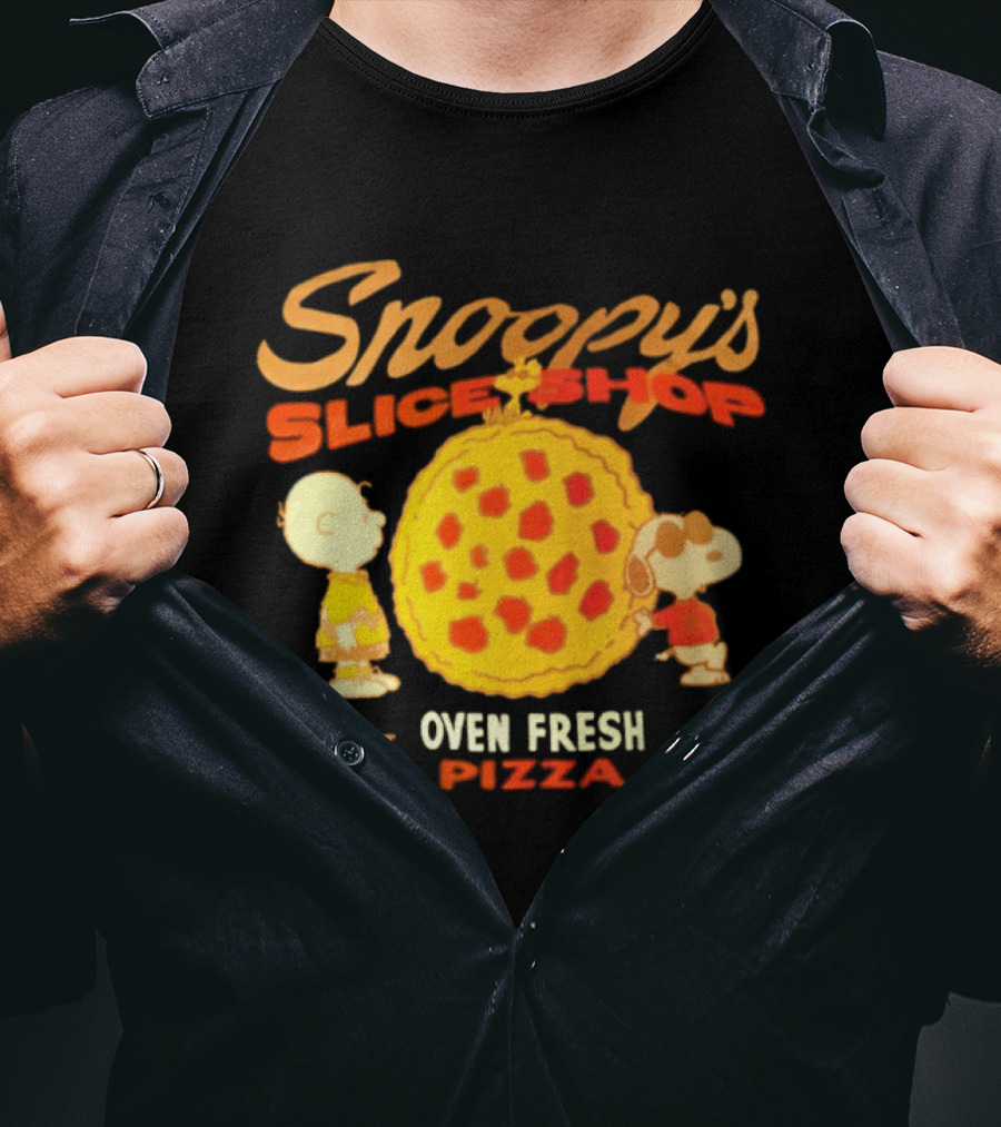 Snoopy's Slice Shop Oven Fresh Pizza Take Out Delivery T-Shirt