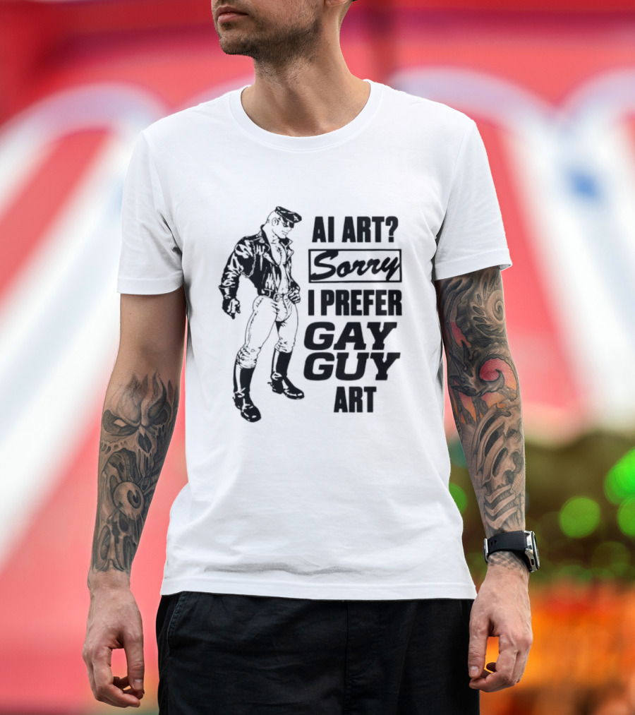 AI Art Sorry I Prefer Gay Guy Art Biker T-Shirt