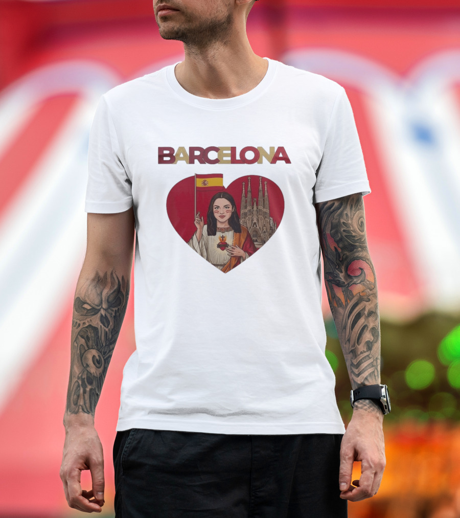 Barcelona Heart Flag Sagrada Familia Olivia Rodrigo Collaboration T-Shirt