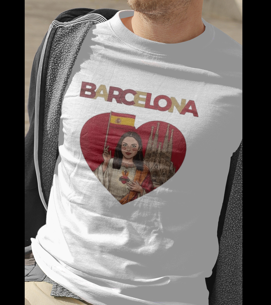 Barcelona Heart Flag Sagrada Familia Olivia Rodrigo Collaboration T-Shirt