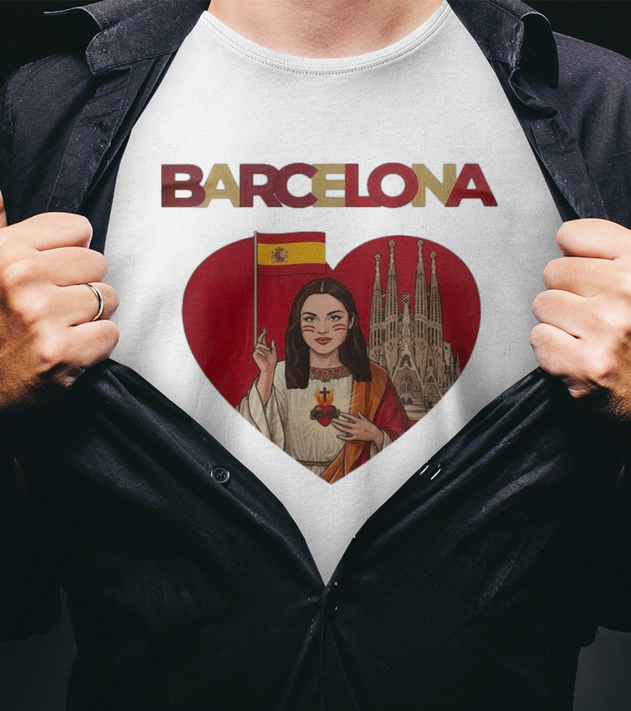 Barcelona Heart Flag Sagrada Familia Olivia Rodrigo Collaboration T-Shirt