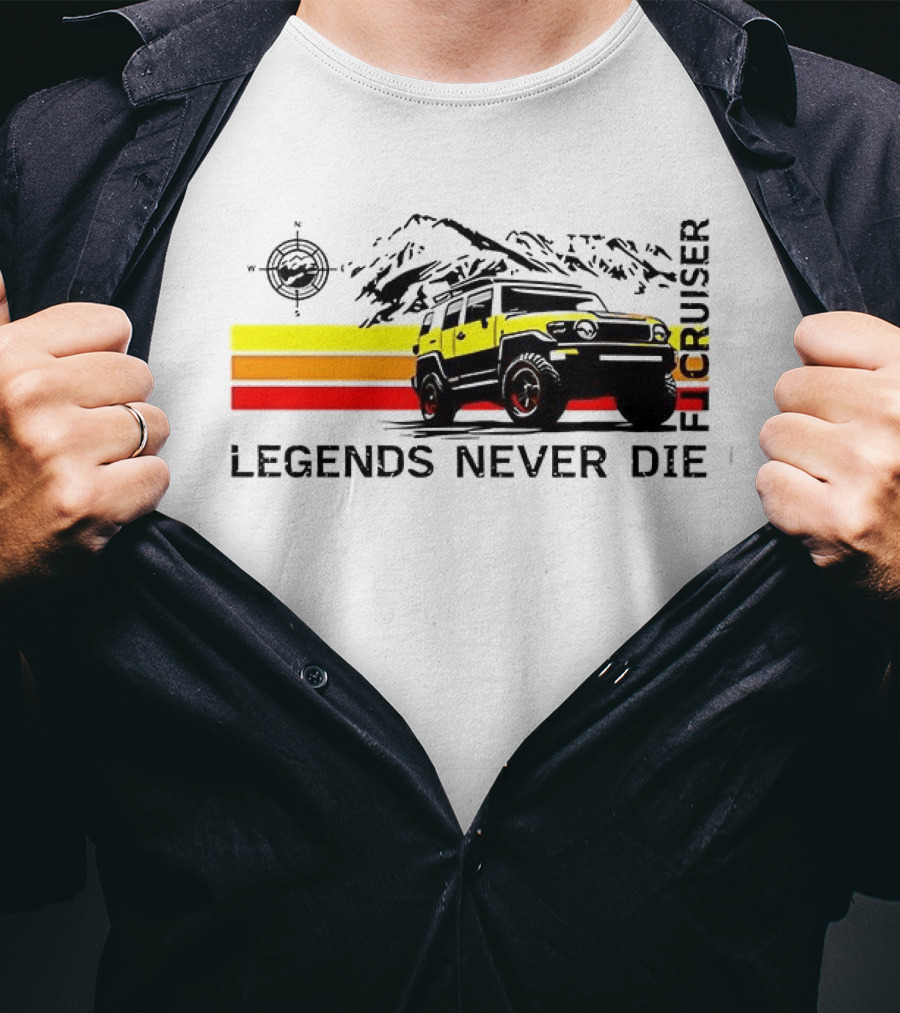 FJ Cruiser Legends Never Die Mountain Compass Sunset Adventure T-Shirt