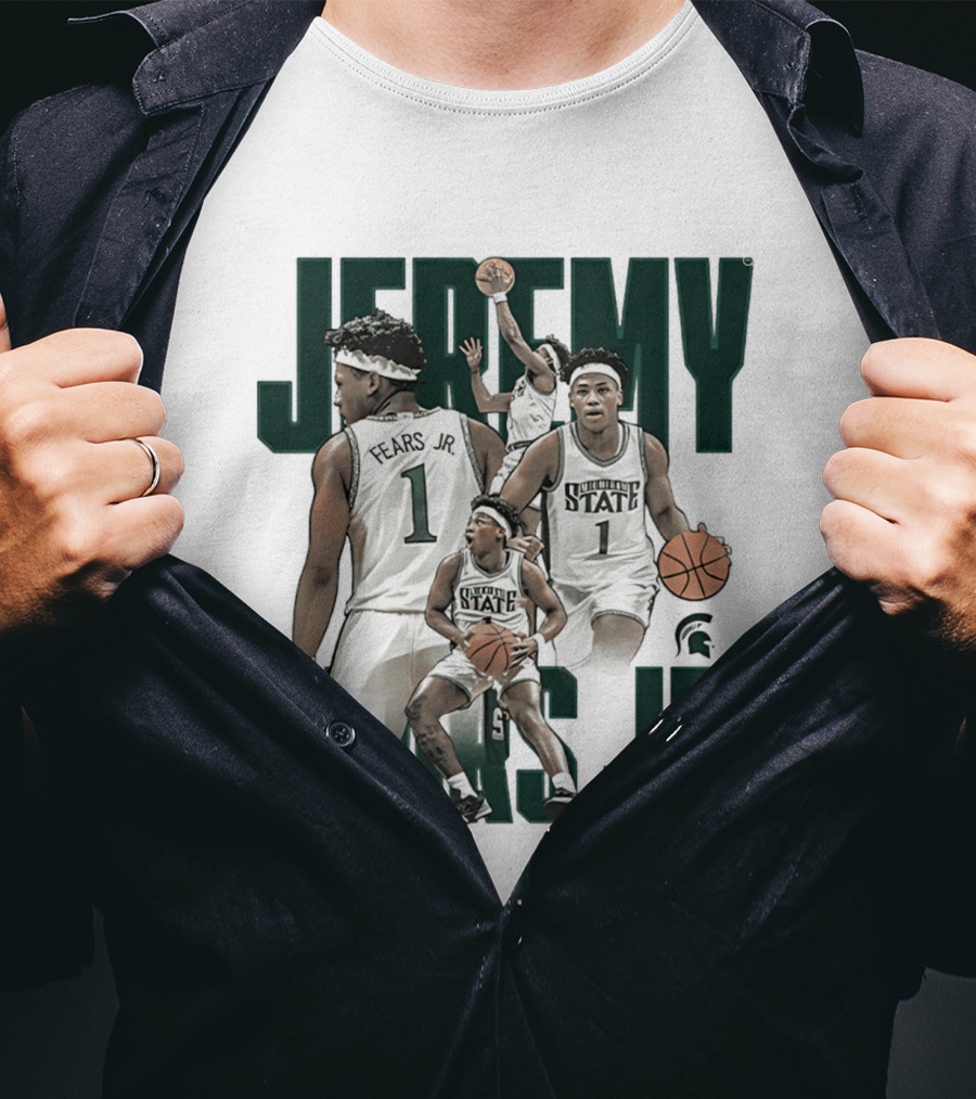 Jeremy Fears Jr Michigan State Spartans Basketball Player Collage T-Shirt