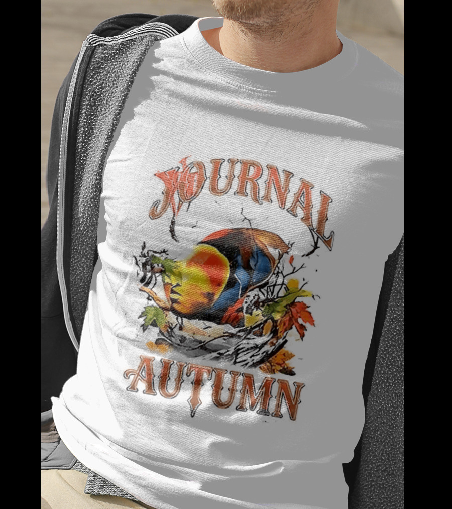 Journal Autumn Colorful Bird And Leaves T-Shirt