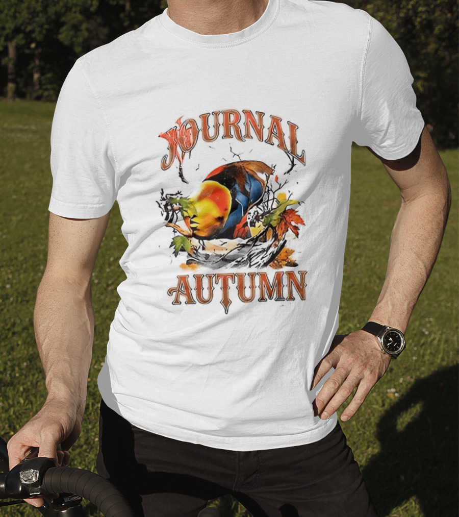 Journal Autumn Colorful Bird And Leaves T-Shirt