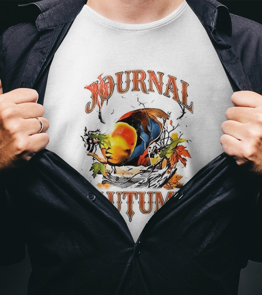 Journal Autumn Colorful Bird And Leaves T-Shirt