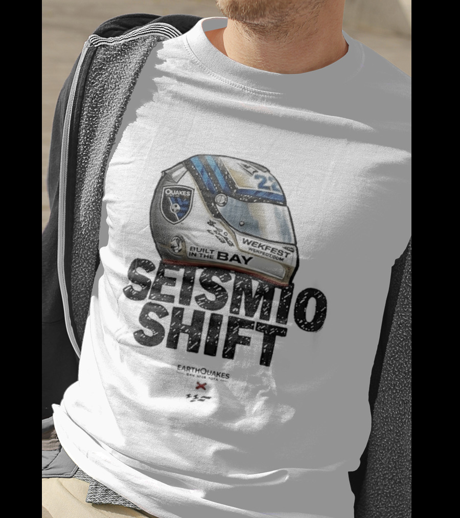 Seismic Shift San Jose Earthquakes Wekfest Helmet Built In The Bay T-Shirt
