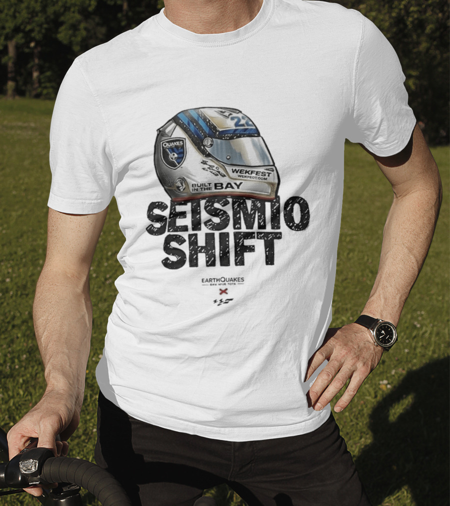 Seismic Shift San Jose Earthquakes Wekfest Helmet Built In The Bay T-Shirt