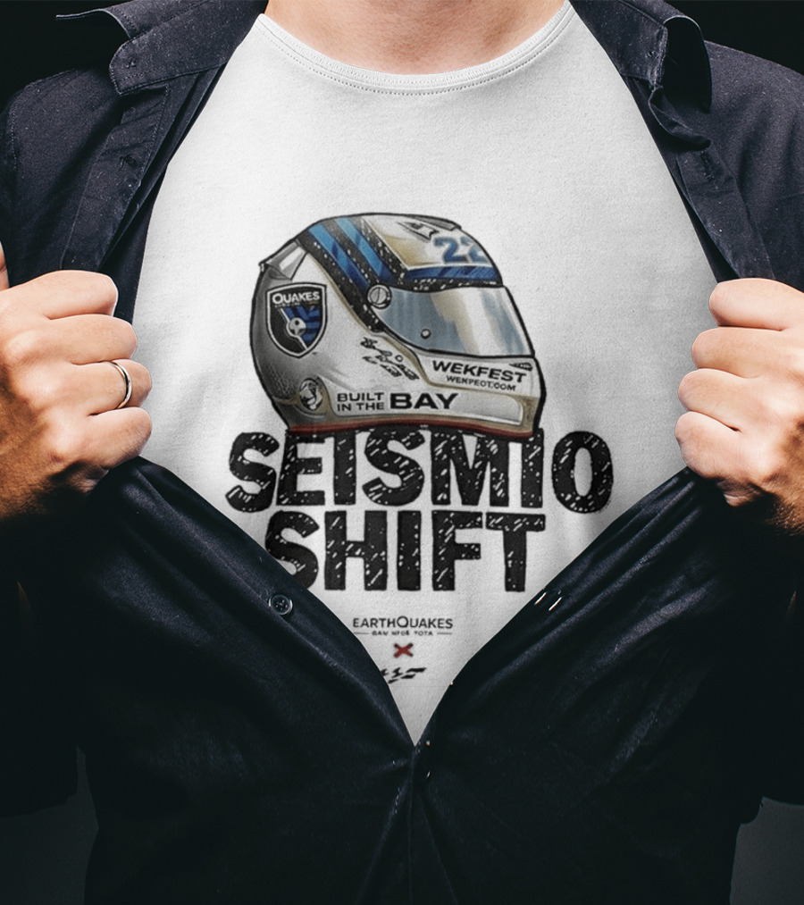 Seismic Shift San Jose Earthquakes Wekfest Helmet Built In The Bay T-Shirt