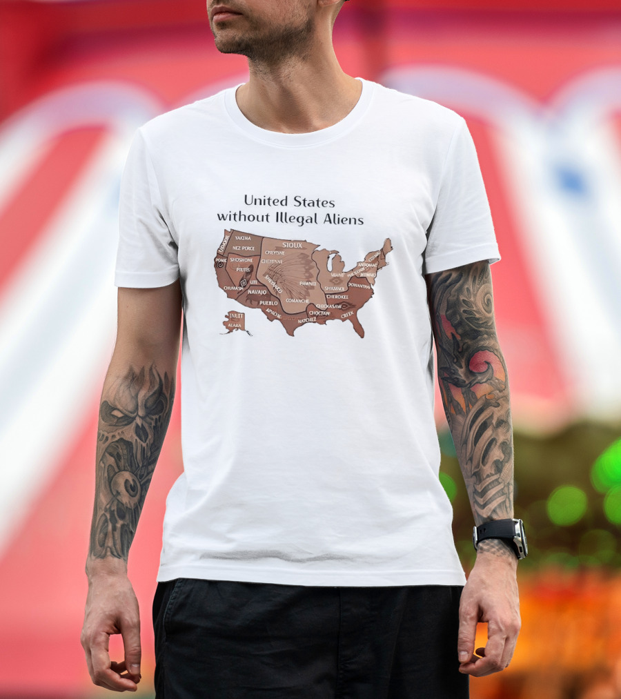 United States Map Featuring Native Tribes And Nations T-Shirt