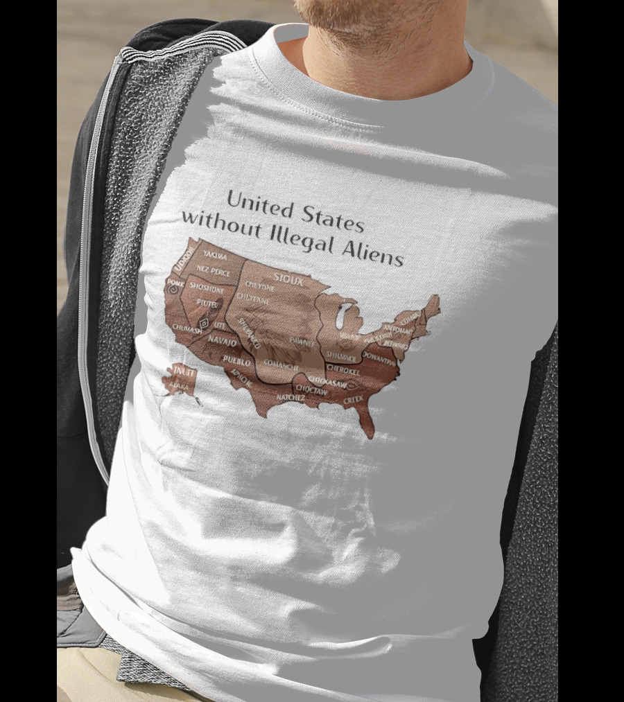 United States Map Featuring Native Tribes And Nations T-Shirt