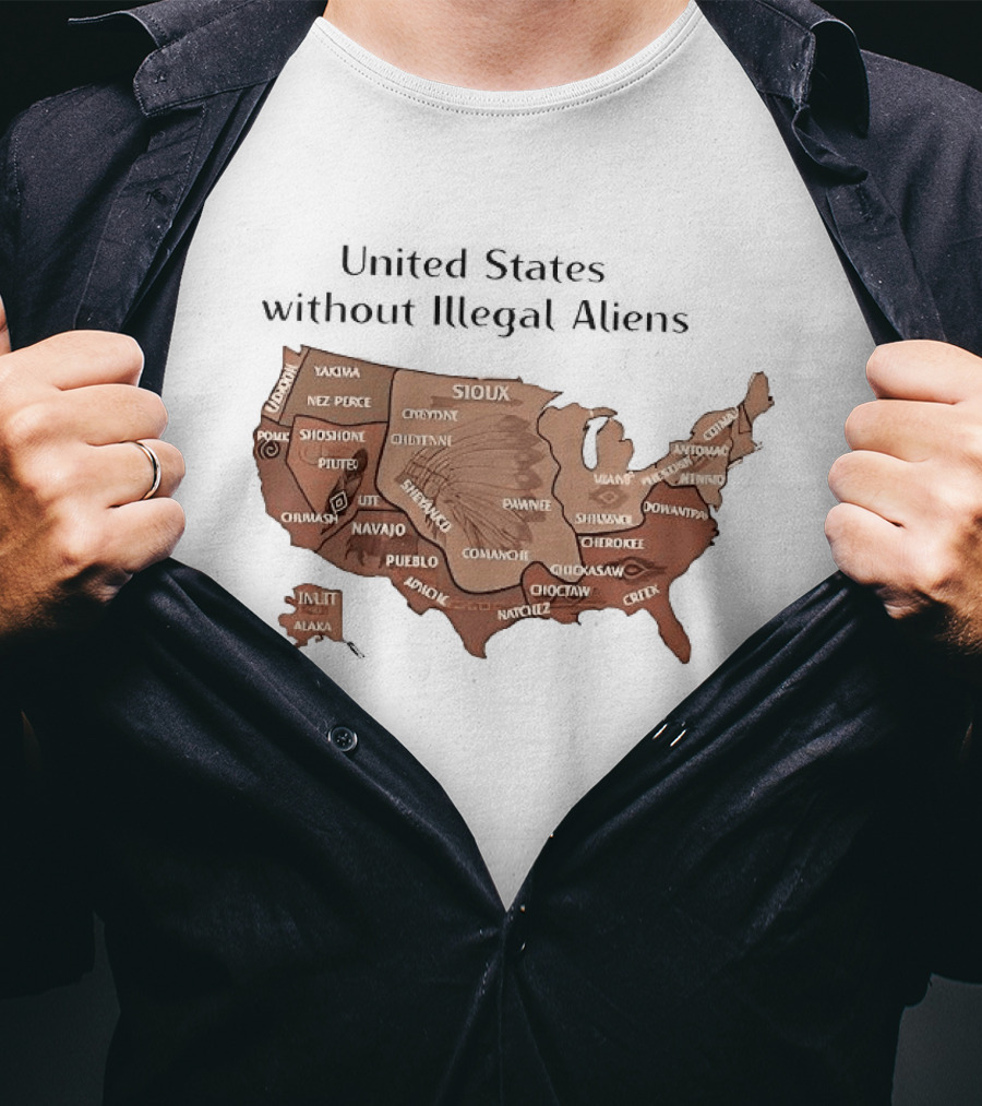 United States Map Featuring Native Tribes And Nations T-Shirt