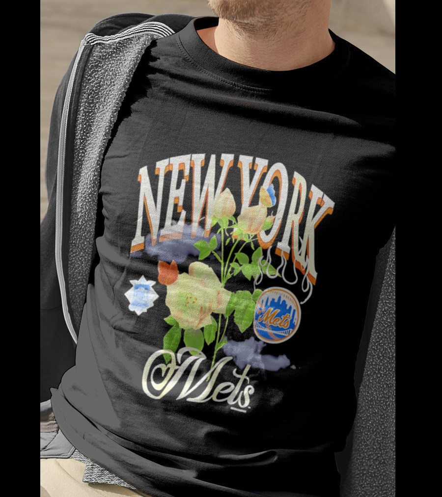 New York Mets Floral Baseball Mets T-Shirt