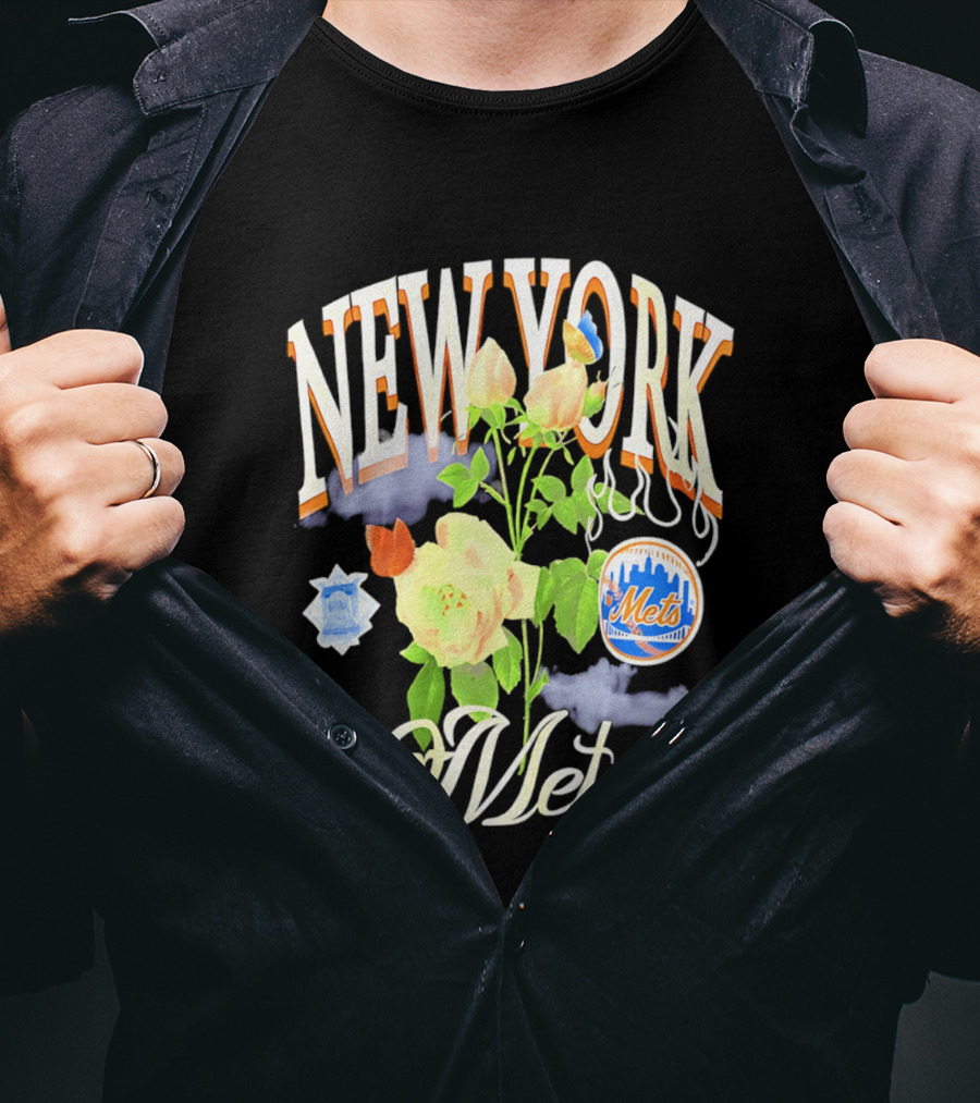 New York Mets Floral Baseball Mets T-Shirt
