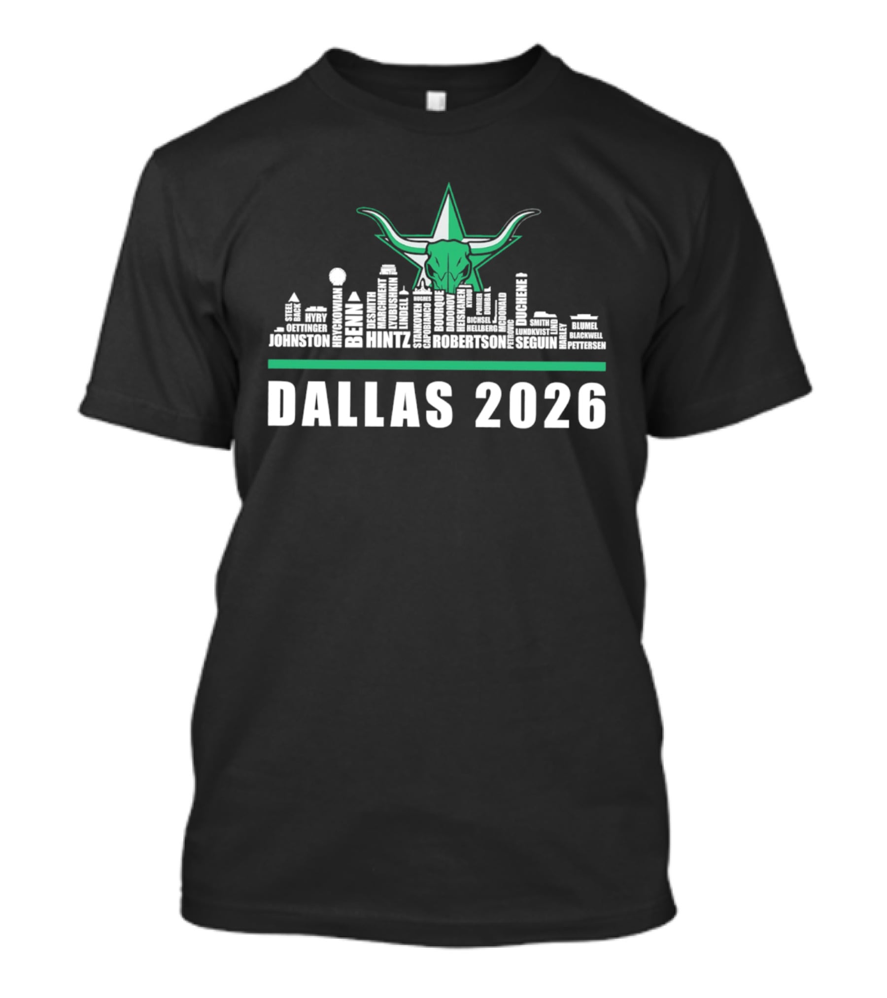 Dallas 2026 City Skyline Bull Star T-Shirt