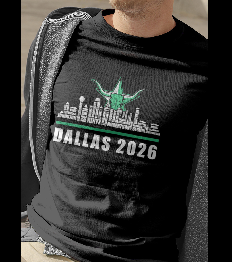 Dallas 2026 City Skyline Bull Star T-Shirt