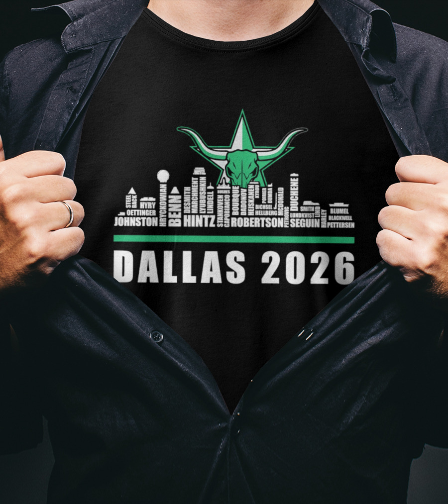 Dallas 2026 City Skyline Bull Star T-Shirt
