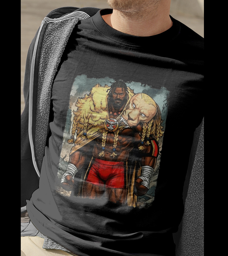 Oba Femi Lion's Strength WWE Red Shorts Fierce Warrior Costume T-Shirt